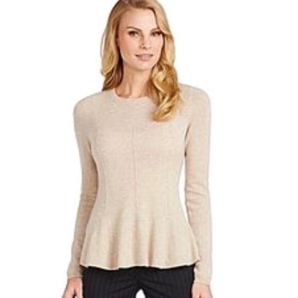 ANTONIO MELANI Sweaters - Antonio Melani Cream Peplum Cashmere Sweater